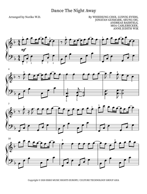 Dance The Night Away (Arr. Noriko W.D.) - Twice (Piano Solo)