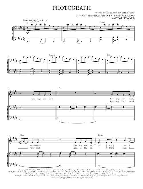 Photograph - Ed Sheeran, Taylor Swift (Piano Vocal)
