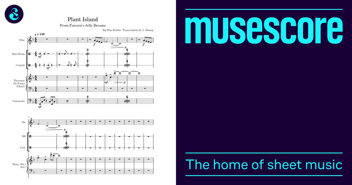 Plant Island Big Blue Bubble Sheet music for Oboe Cello Drum group