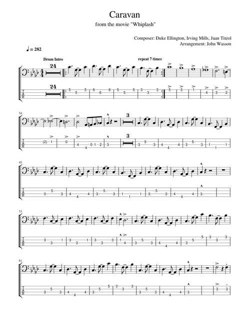 Caravan from Whiplash (Bass)