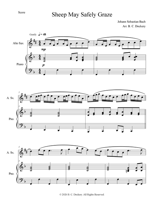 Sheep May Safely Graze (Alto Sax Solo with Piano Accompaniment) (Arr. B. C. Dockery) - Johann Sebastian Bach (Alto Sax and Piano)