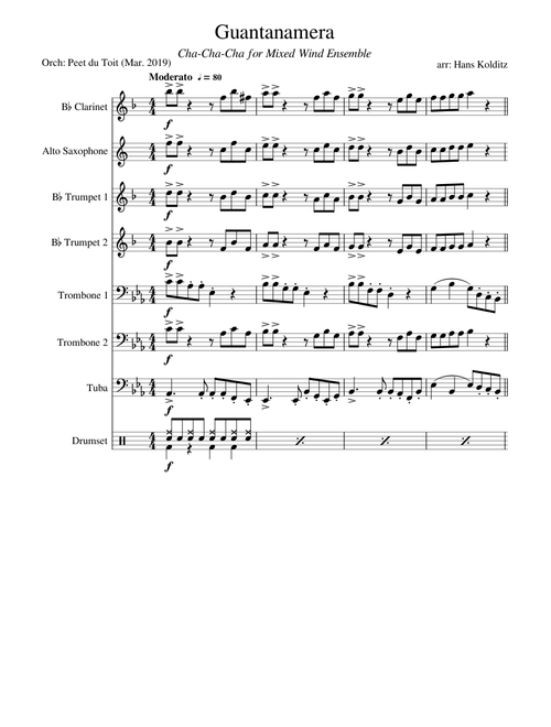 Guantanamera - Trad. Latin American arr. Hans Kolditz (Mixed Wind Ensemble + Perc)