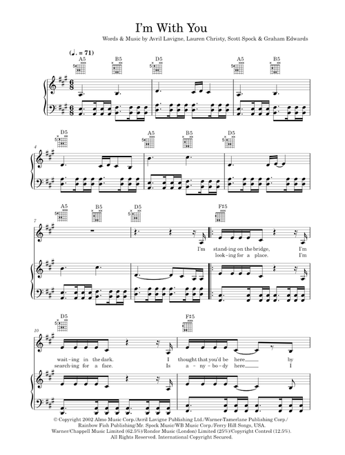 I'm With You - Avril Lavigne (Piano-Vocal-Guitar (Piano Accompaniment))