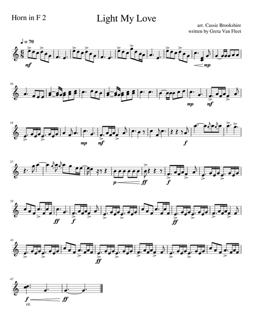 Light My Love - Greta Van Fleet (Horn in F 2)