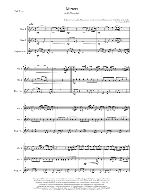 Mirrors (Arr. Fernando Britto) - Justin Timberlake (Woodwind Ensemble)