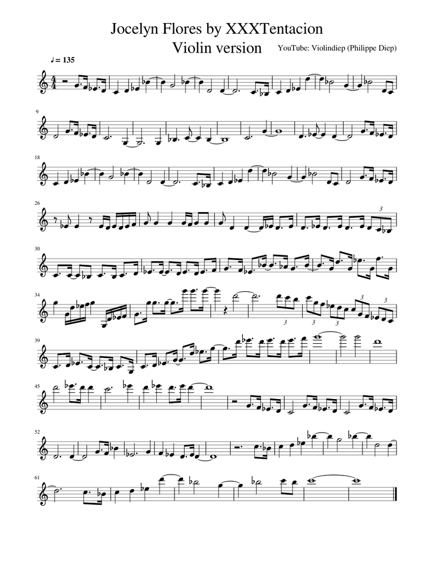 Jocelyn Flores Violin XXXTentacion by ViolinDiep - piano tutorial Jocelyn Flores Violin XXXTentacion by ViolinDiep - piano tutorial