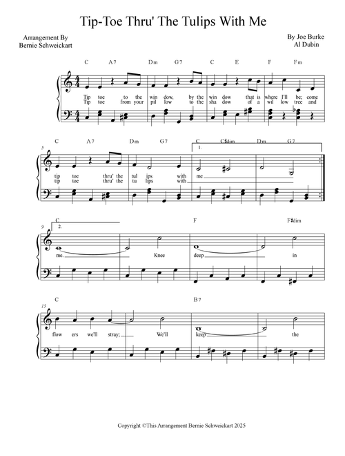 Tip Toe Thru' The Tulips (Arr. Bernie Schweickart) - Tiny Tim (Piano-Vocal-Guitar (Piano Accompaniment))