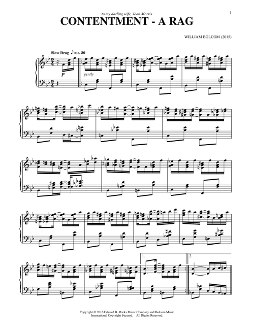 Contentment - A Rag - William Bolcom (Piano Solo)