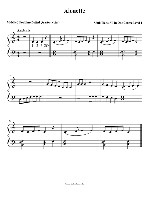 37. Alouette – Adult Piano All-in-One Course Level 1
