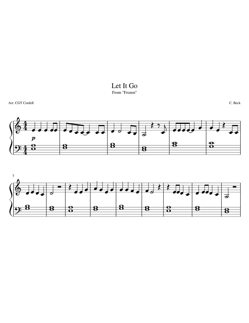 Let it go piano musescore on sale
