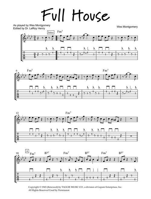 Full House (Arr. edited by Dr. LeRoy Henry) - Wes Montgomery (Guitar Tab)