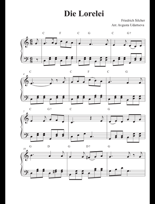 Die Lorelei (Arr. Avgusta Udartseva) (Piano Solo)