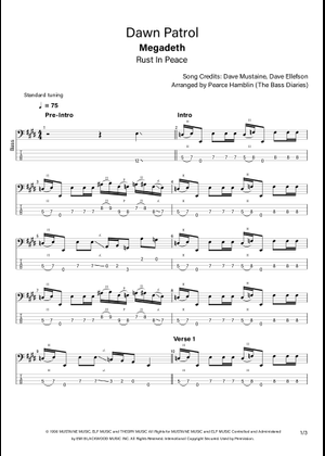 Dawn patrol – Megadeth Sheet Music for Clarinet bass (Solo