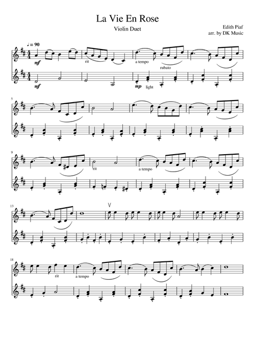 La Vie En Rose (Arr. DK Music) - Mohombi Moupondo, Matt James, Craig Smart (Violin Duet)