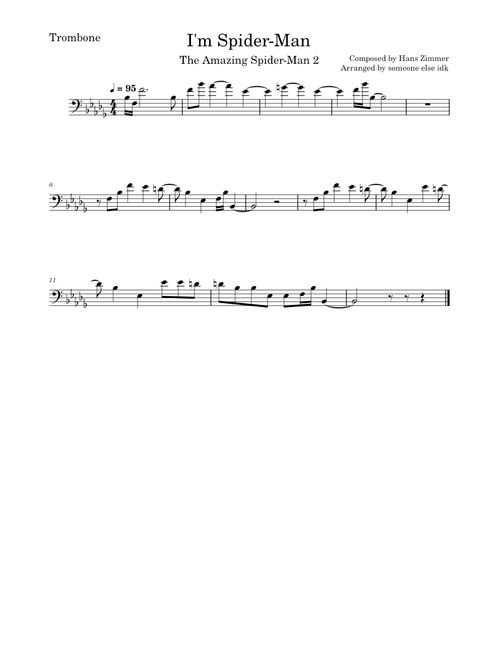I'm Spider-Man from The Amazing Spider-Man 2 for Trombone