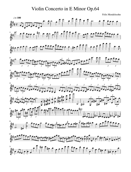 Violin Concerto in E Minor Op 64 movement 1