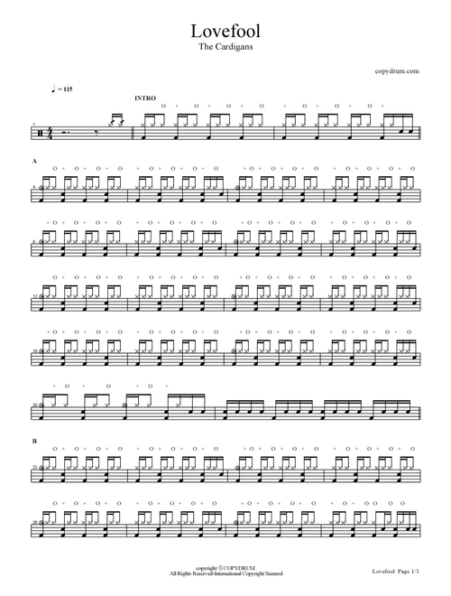 Lovefool (Arr. COPYDRUM) - The Cardigans (Drums)