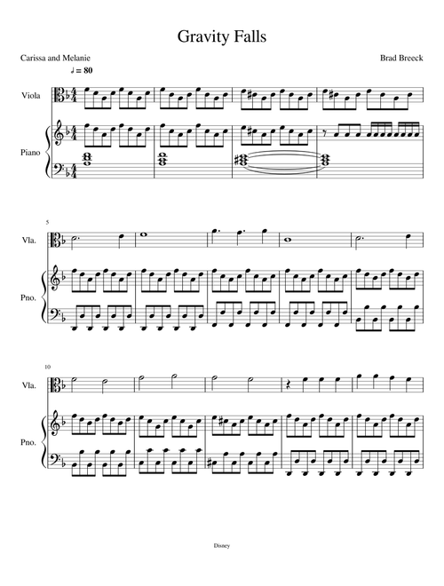 Gravity Falls Main Title Theme for Viola and Piano