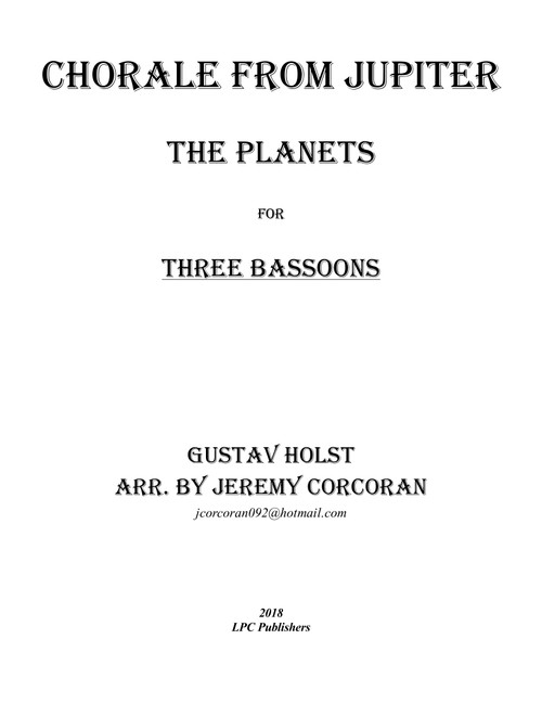 Chorale from Jupiter for Bassoon Trio (Arr. Jeremy Corcoran) - Gustav Holst (Woodwind Ensemble)