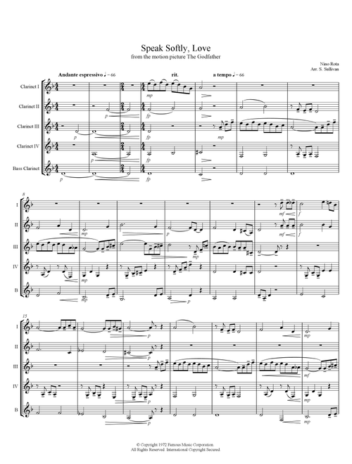 Speak Softly Love (Arr. Sean Sullivan) - Nino Rota (Woodwind Ensemble)