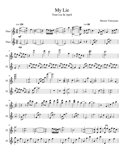 Watashi no Uso (Your Lie In April) - Flute