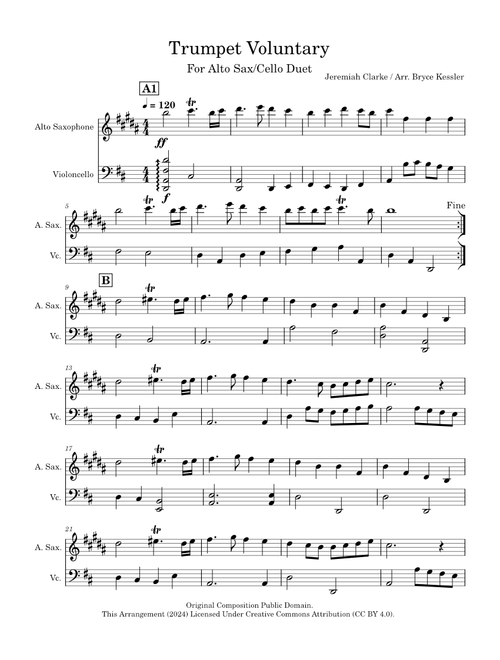 Trumpet voluntary – Jeremiah Clarke (Duet For Alto Sax and Cello)
