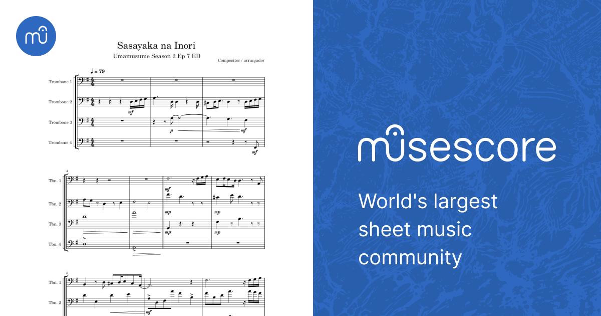Inori Rice Sasayaka na Inori - Rice Shower - Umamusume Sheet Music for Trombone ...