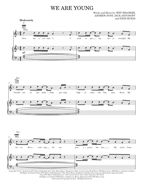 We Are Young - fun. (Piano-Vocal-Guitar)