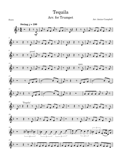 Tequila, Arr. for Trumpet