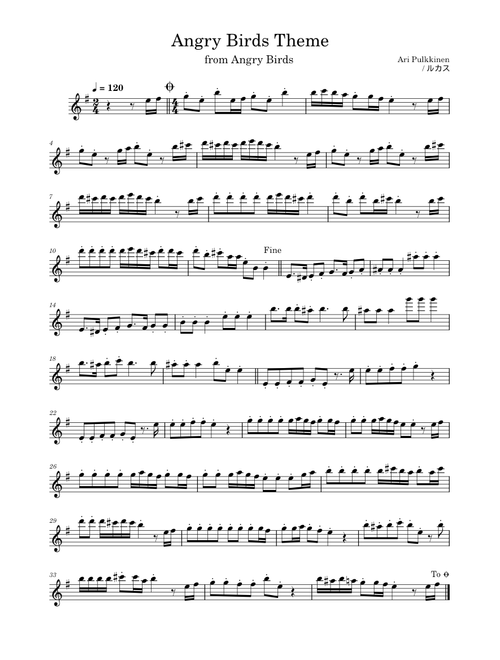 Angry Birds Theme – Ari Pulkkinen Angry Birds Main Theme – Ari Pulkkinen Angry Birds Theme; Flute Solo