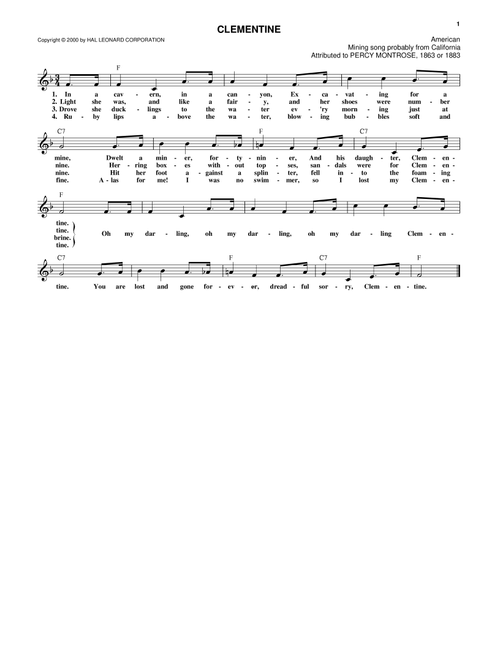 (Oh, My Darling) Clementine - Percy Montrose (Lead Sheet - Fake Book)