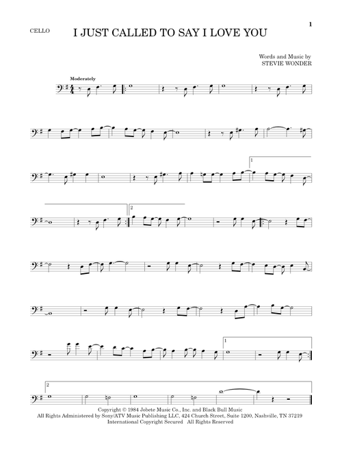 I Just Called To Say I Love You - Stevie Wonder (Cello Solo)