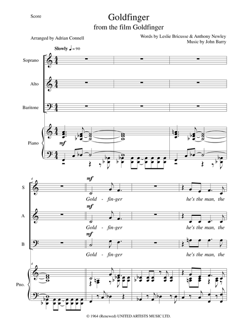Goldfinger (Arr. Adrian Connell) - John Barry, Anthony Newley, Leslie Bricusse (Choral, SAT)
