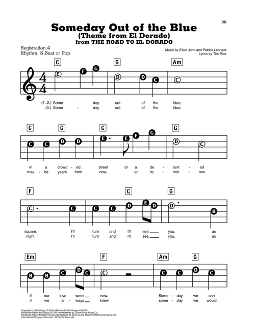 Someday Out Of The Blue (Theme from The Road To El Dorado) - Elton John (E-Z Play Today)