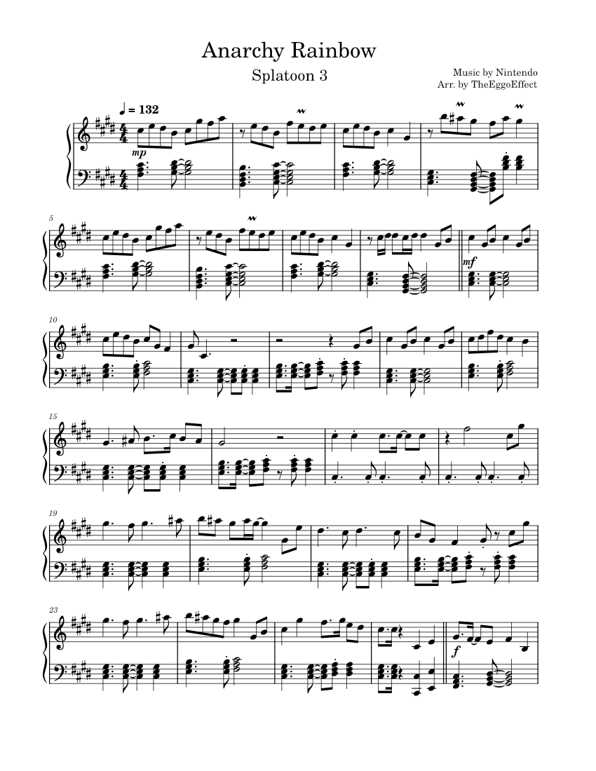 Anarchy Rainbow Splatoon 3 Sheet music for Piano (Solo)