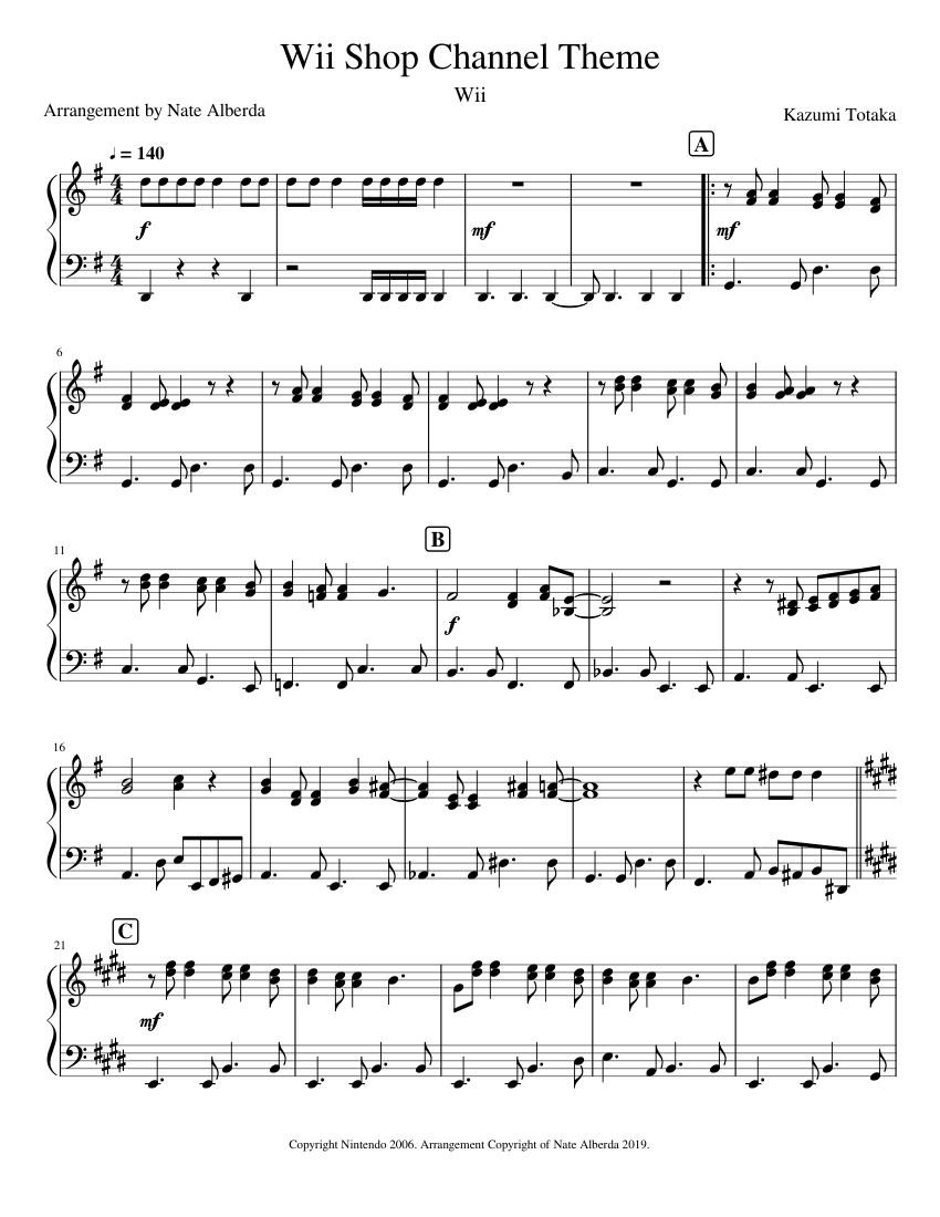 Wii Shop Channel Theme Sheet music for Piano Solo Musescore
