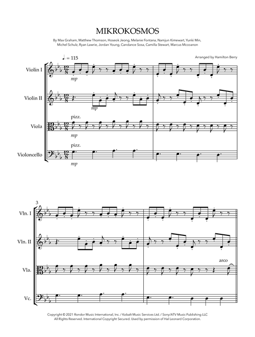 Mikrokosmos (Arr. Hamilton Berry) - BTS (String Quartet)