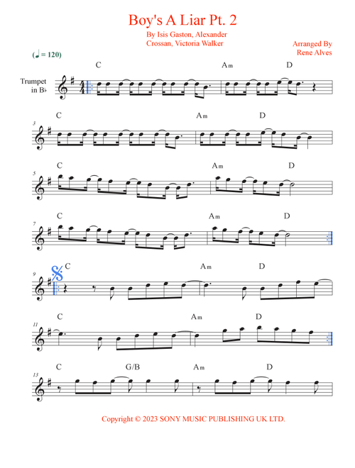 Boy's A Liar Pt. 2 (Arr. Rene Alves) - Pinkpantheress & Ice Spice (Trumpet Solo)