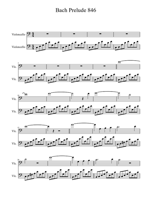 Bach Prelude 846 Ave Maria for 2 cellos