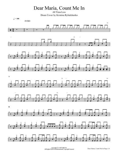 Dear Maria, Count Me In (Arr. COPYDRUM) - All Time Low (Drums)