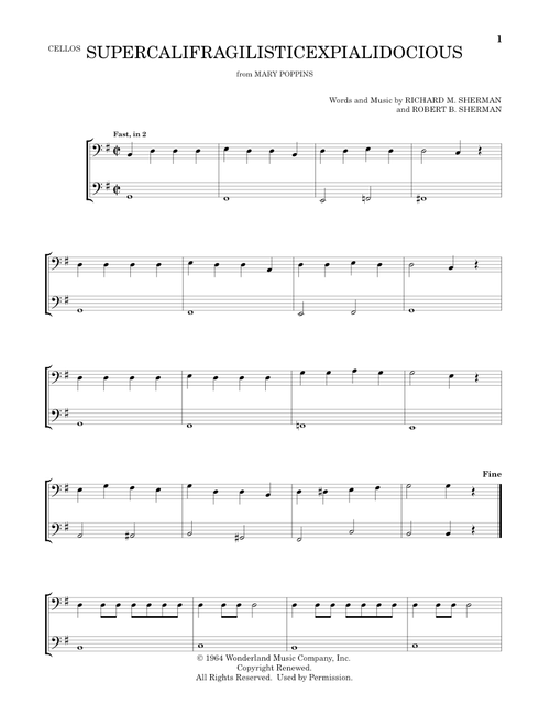 Supercalifragilisticexpialidocious (from Mary Poppins) (arr. Mark Phillips) - Julie Andrews (Cello Duet)