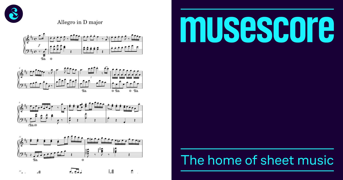 Allegro in D major Sheet Music for Piano (Solo) | MuseScore.com