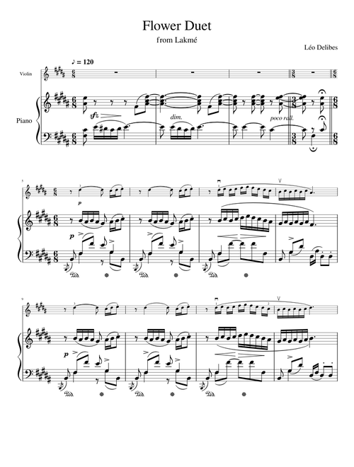 Flower Duet from Lakmé by Léo Delibes, transcription for Violin and Piano