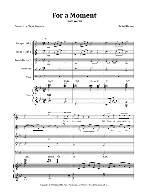 For A Moment (Arr. Glauco Fernandes) - Neil Hannon (Brass Ensemble)