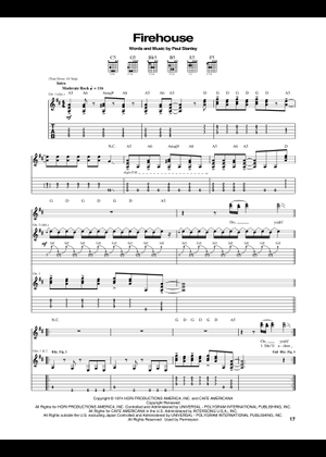 Play Official version of Firehouse Sheet Music by KISS for