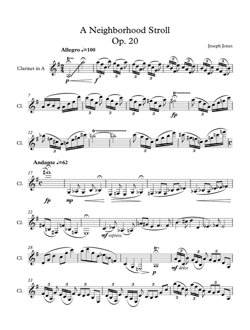 A Neighborhood Stroll, Op. 20 - Joseph Jones (Clarinet Solo)