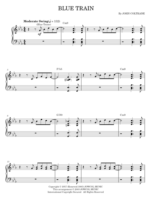 Blue train - John Coltrane (Piano Solo)