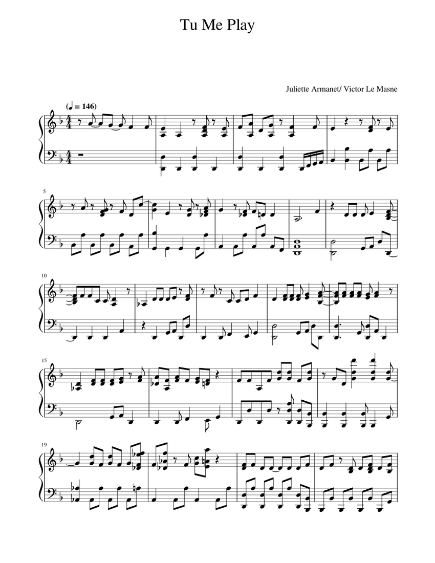 Tu me Play – Juliette Armanet - Victor Le Masne Sheet Music for