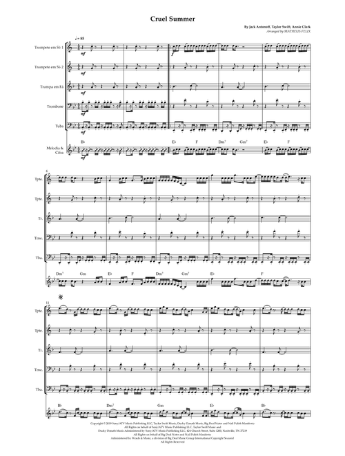 Cruel Summer (Arr. Matheus Felix) - Taylor Swift (Brass Ensemble)