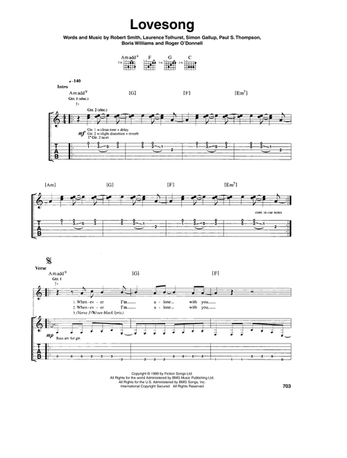 Lovesong - The Cure (Guitar Tab)